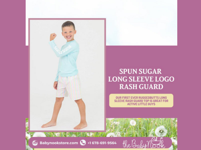 Introducing the Spun Sugar Long Sleeve Logo Rash Guard for Active Kids!