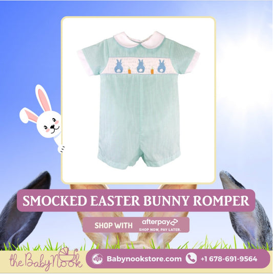 Hop into Spring with Our Adorable Smocked Easter Bunny Romper!