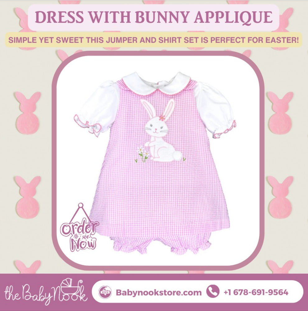 Hop Into Easter with Sweet Style: The Bunny Applique Dress from The Baby Nook