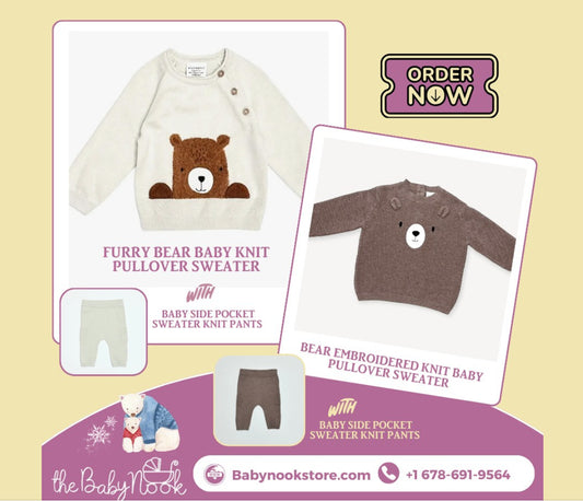 Cozy and Cute: The Perfect Knit Pullover Sweater for Your Little Bear at The Baby Nook