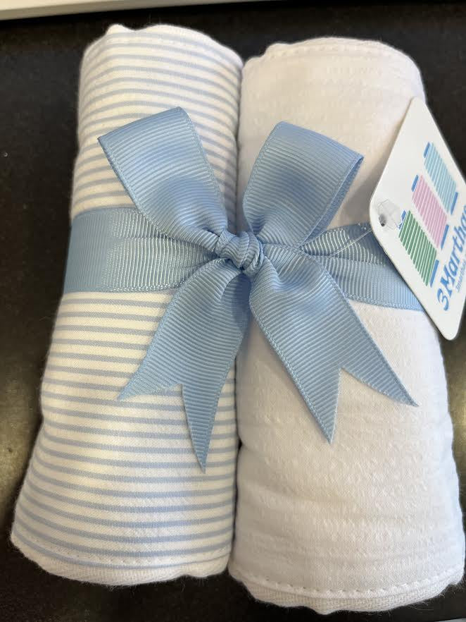 Blue Stripe Set of 2 Burp Cloths