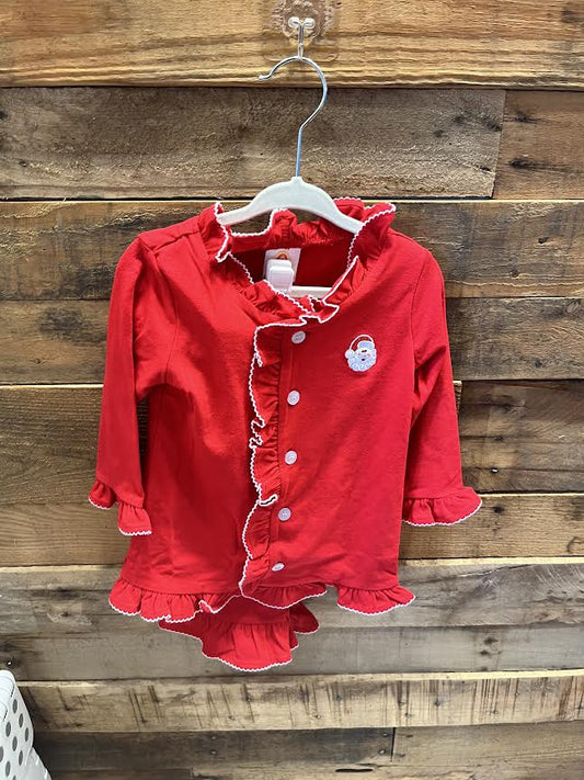 Girls Santa Red Pjs Ruffles