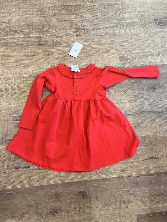 Red Ruffle Button Dress