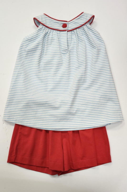 Red and Blue Stripe Pant Set