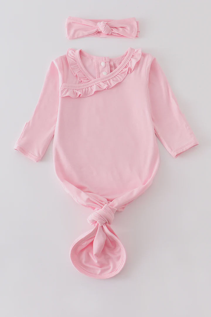 Bamboo ruffle 2pc baby gown