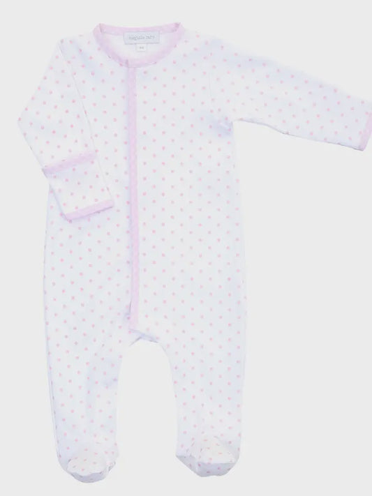 Pink Gingham Dots Footie