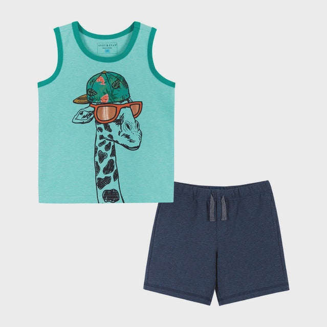 Tank Top Set - Orange Vacay Giraffe