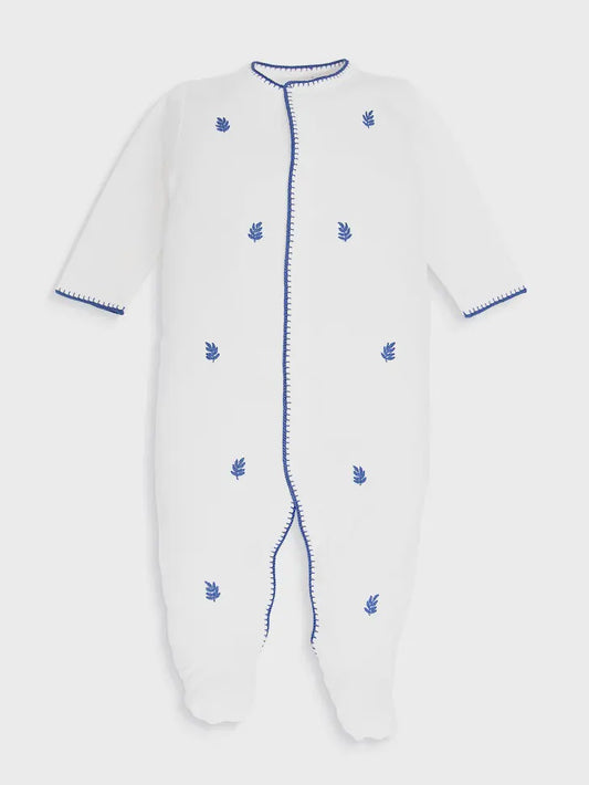 Pima Baby Pajama Palm Blue