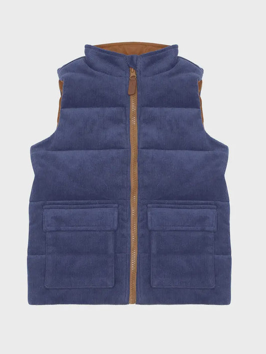 Joey Corduroy Vest in Washed Indigo Blue