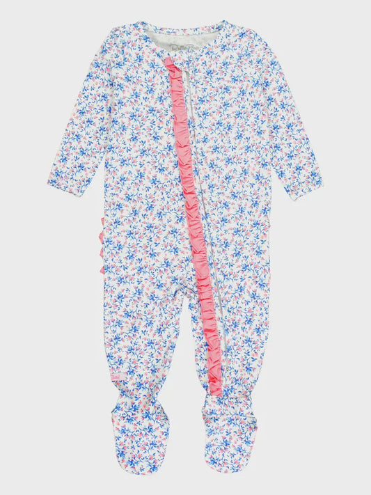 Cottage Tea Time Baby Girls Ruffled Footed One Piece Pajama