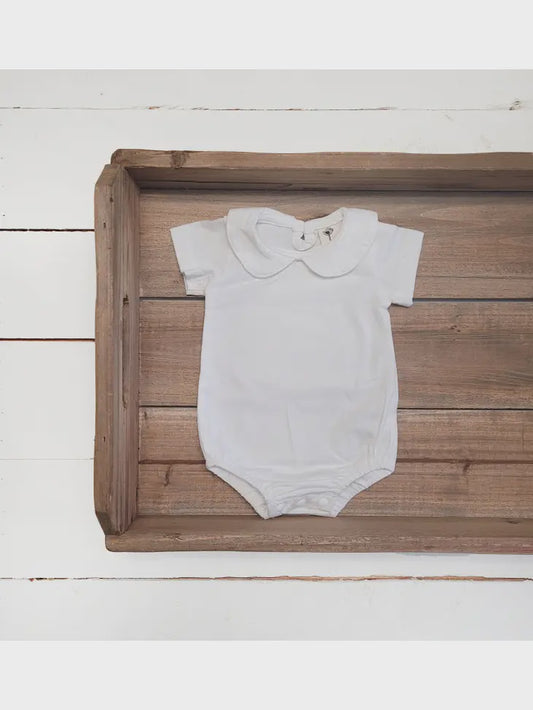 Baby White Onesie & Short Sleeve Collar Dressy Shirt