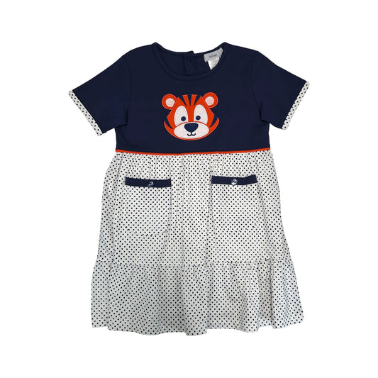 NAVY/WHITE TIGER APPLIQUE DRESS