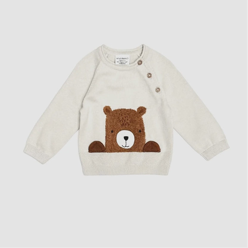 Furry Bear Baby Knit Pullover Sweater & Pant Set