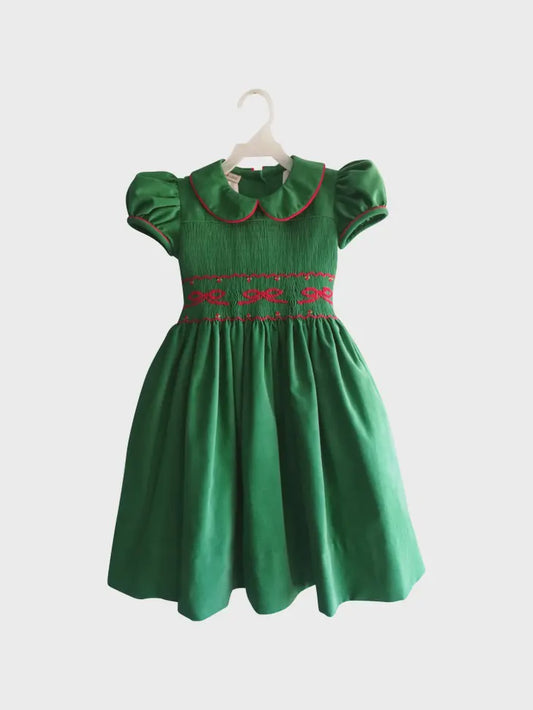 Girl's Bows Green Corduroy