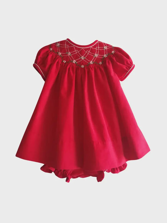 Red Corduroy Smocked