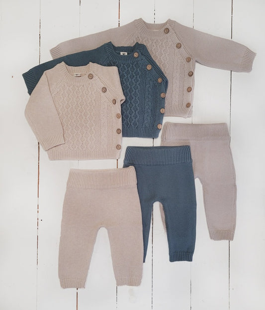 Sasha Cotton Knit 2pc Shirt and Pants Baby Outfit Set