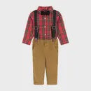 Flannel Buttondown with Suspenders Set