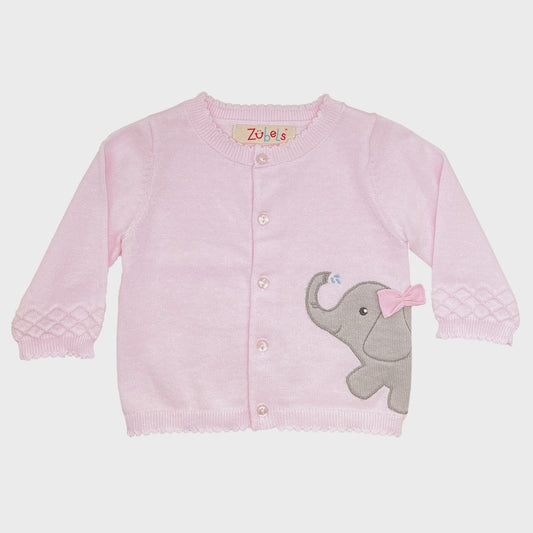 Elephant Peek-A-Boo Cardigan Sweater in Pink