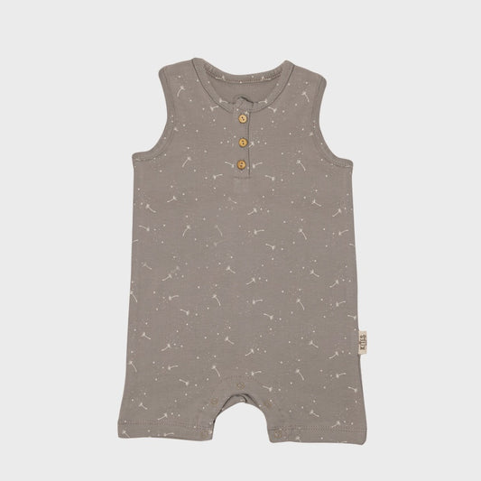 Short Sleeve & Leg Romper - Dandelions Gray