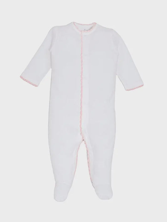 Pima Baby Pajamas White and Rose