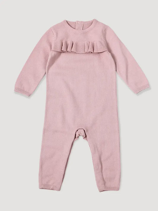 Milan Sweater Knit Ruffle Baby Jumpsuit -  (Organic Cotton)