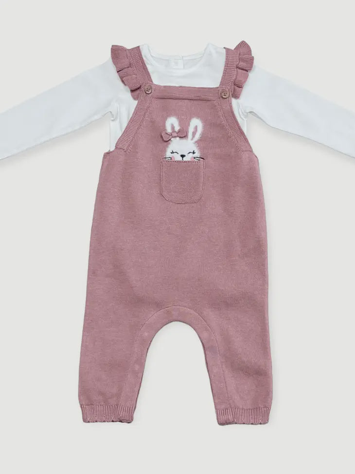 Bunny Peekaboo Ruffle Overall Set