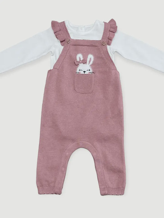 Bunny Peekaboo Ruffle Overall Set