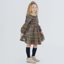 Harvest Rainbow Gingham Long Sleeve Smocked Ruffle Hem Dress