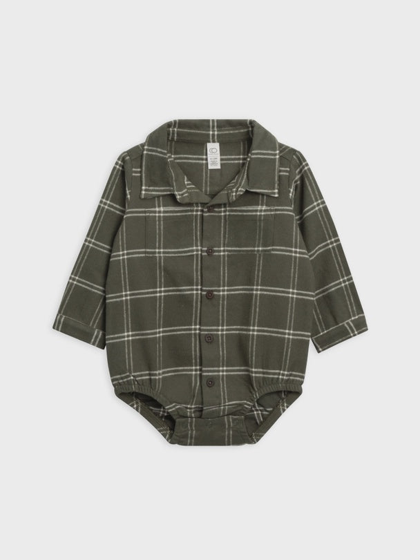 Flannel Collared Button Down Bodysuit