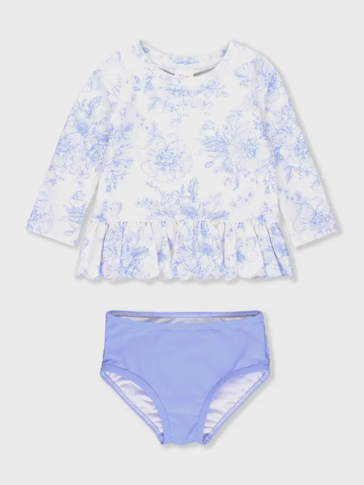 Periwinkle Butterfly Garden Long Sleeve Rash Guard Bikini