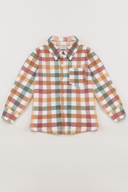 Multicolored plaid button down shirt