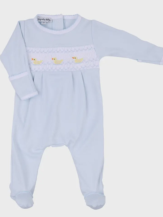 Just Ducky Classics Blue Smocked Footie