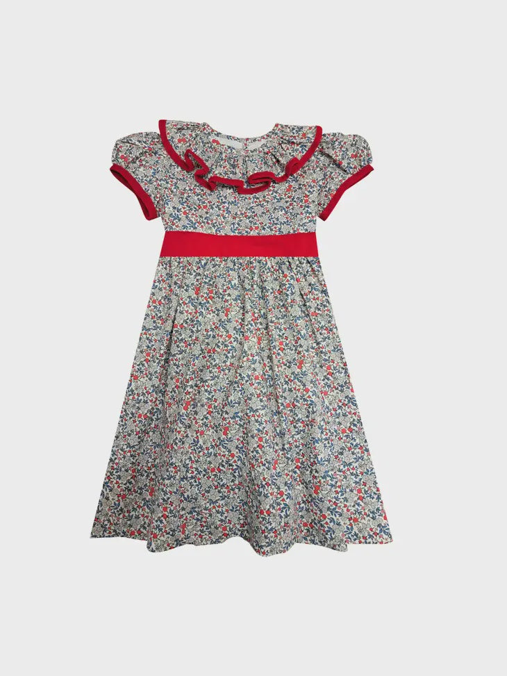 Girl's Floral Ruffle Collar Dress