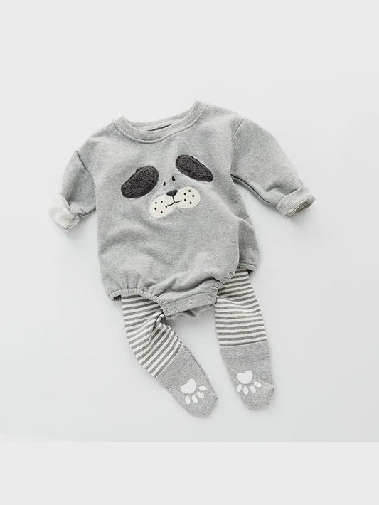 Baby Cartoon Onesies Combo - Grey