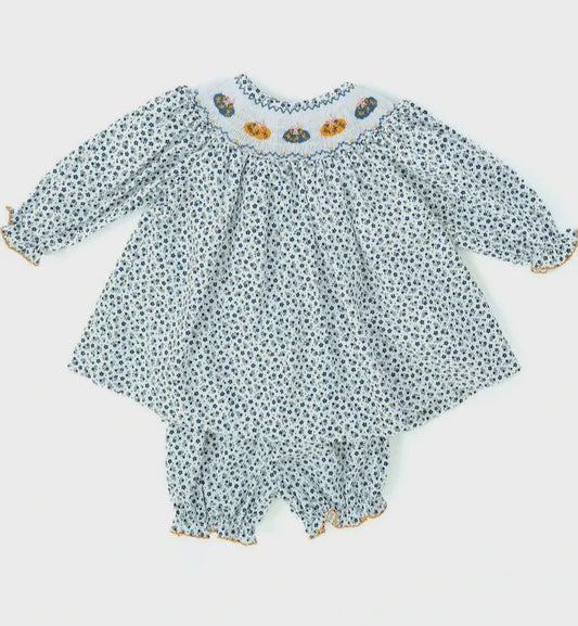 Chinoiserie Pumpkins Smocked Annabelle Bloomer Set