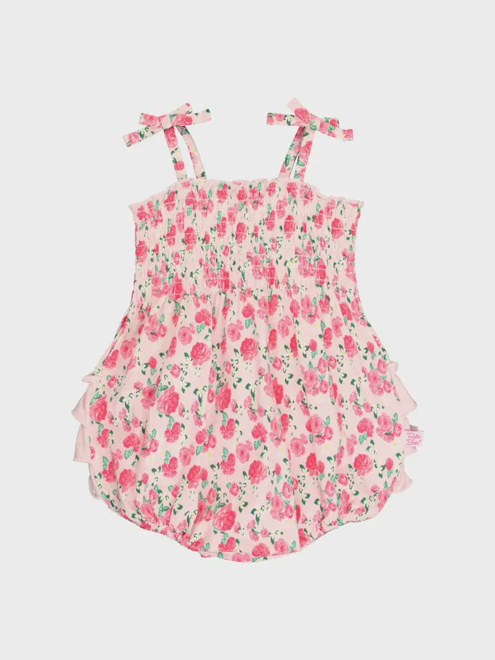 English Roses Smocked Tie Knit Bubble Romper