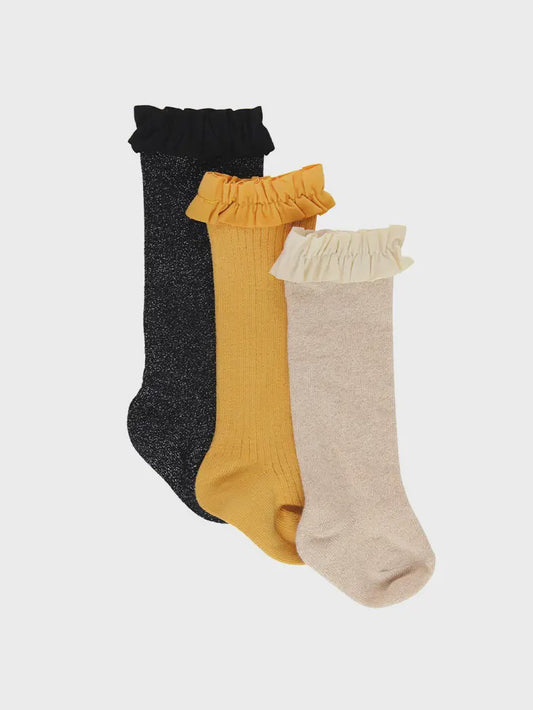 3-Pack Oatmeal/ Honey/ Black Knee High Socks