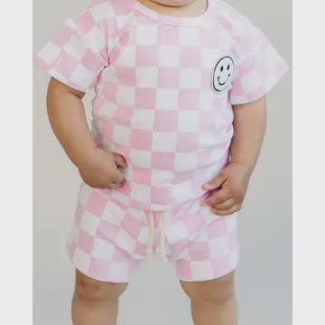 Checkered Smiley Shorts Set