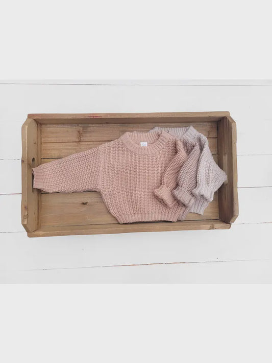 Chunky Braide Knit Baby Sweater- Sunset