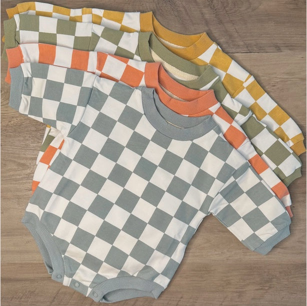 Checkered Baby Bubble Romper