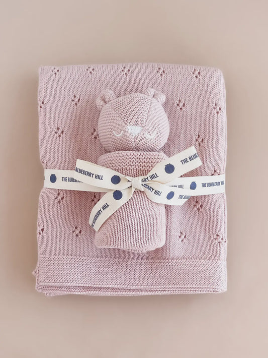 Pique Blanket & Bear Lovey | Organic Cotton Baby Gift