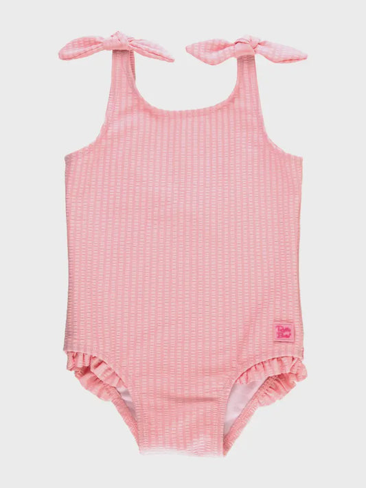 Pink Seersucker Tie Shoulder One Piece