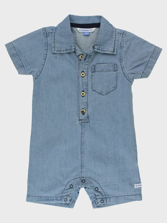 Light Wash Denim Button-Up Romper