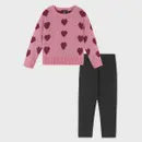 Girls sweater Set - Pink Hearts