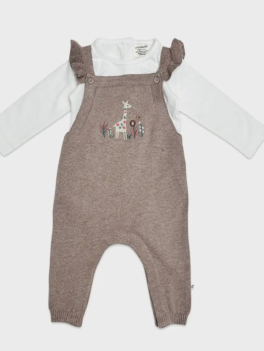 Giraffe Ruffle Overall Set