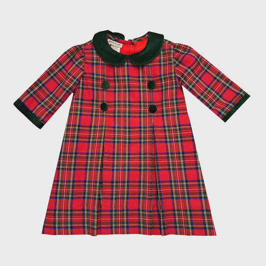 Plaid Pleated Button Dress