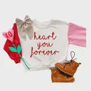 Heart You Sweatshirt - Pink/Red Sleeves