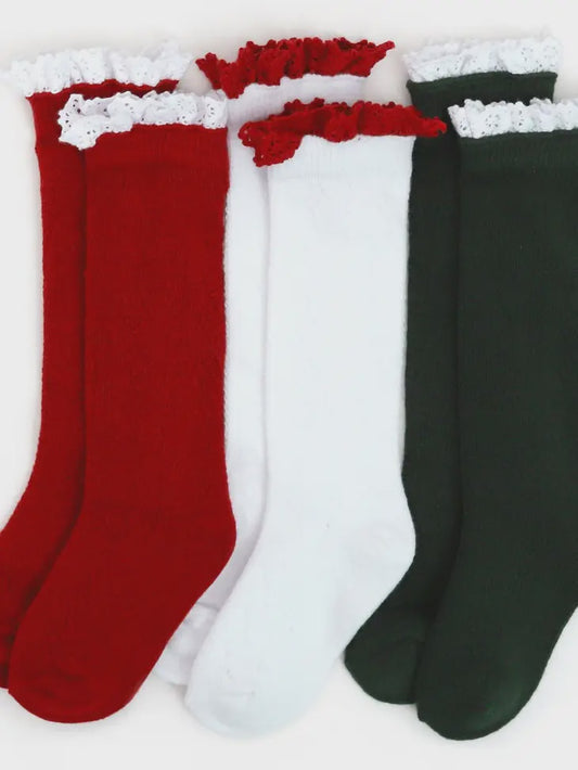 Fancy Christmas Knee-High Socks 3-Pack