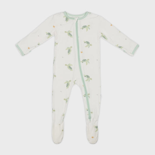 Turtle Bamboo Zipper Baby Footie Pajama