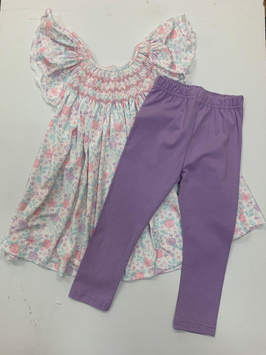 Purple/Pink Smocked Set w. Pants 3T